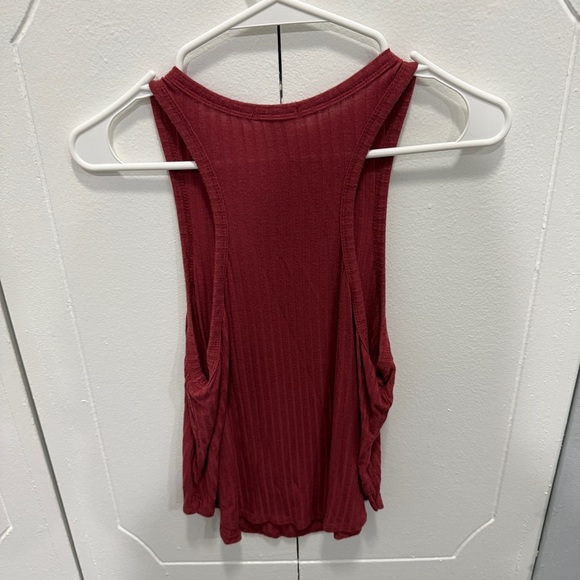 Bozzolo Red Ribbed Flowy Raceback Tank Top - Picture 2 of 5